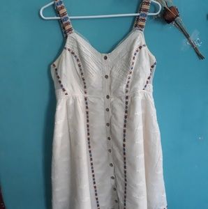 White cotton dress with colorful embroidery